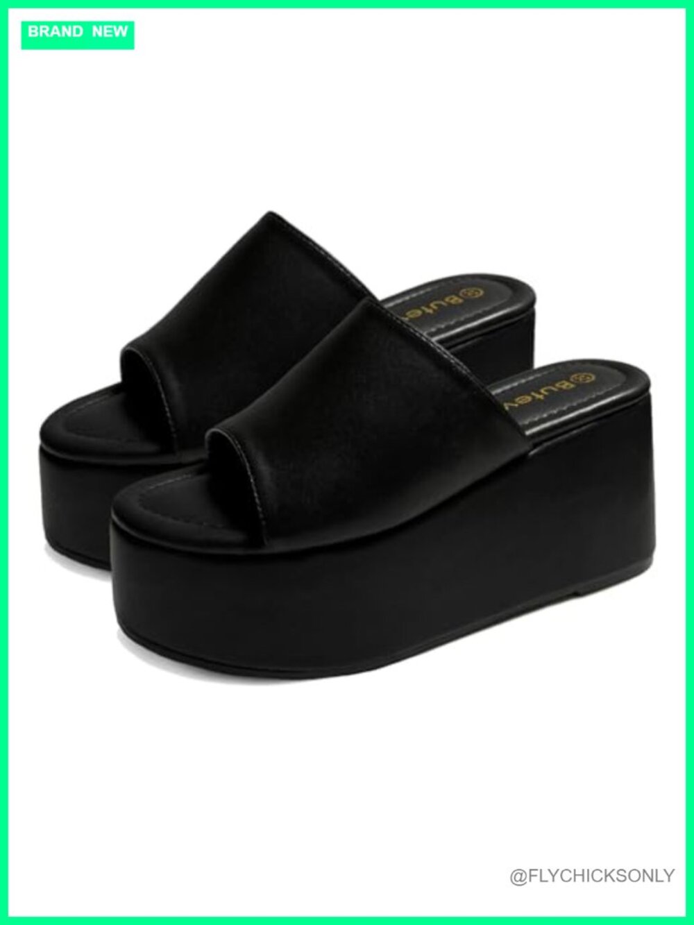 Platform Sandals Women Chunky Wedge Open Toe Slip On Faux Leather